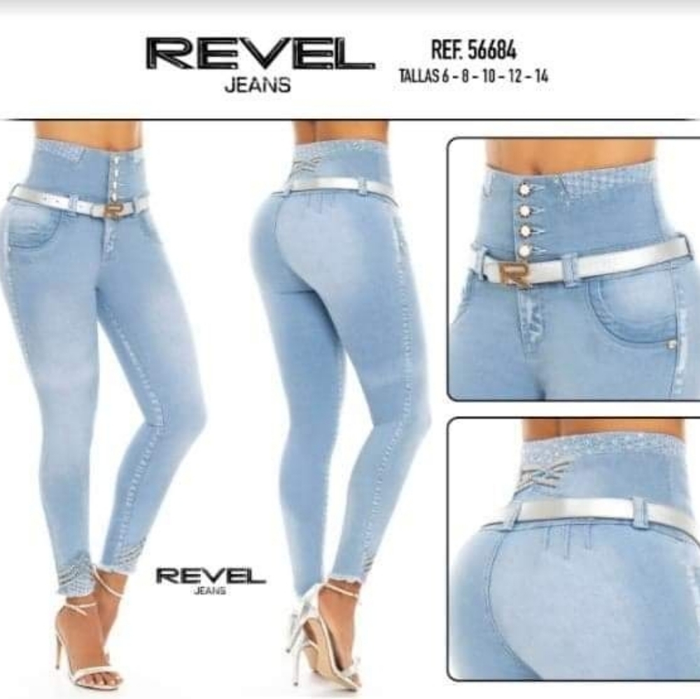 REVEL JEANS, Colombian Butt Lifter High Waist Denim Blue Jeans